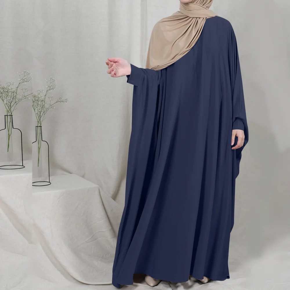 Лидер продаж арабское Дубай традиционное мусульманское платье Jilbab Abaya однотонное большого размера Nida Eid Ramadan Молитвенное Абая
