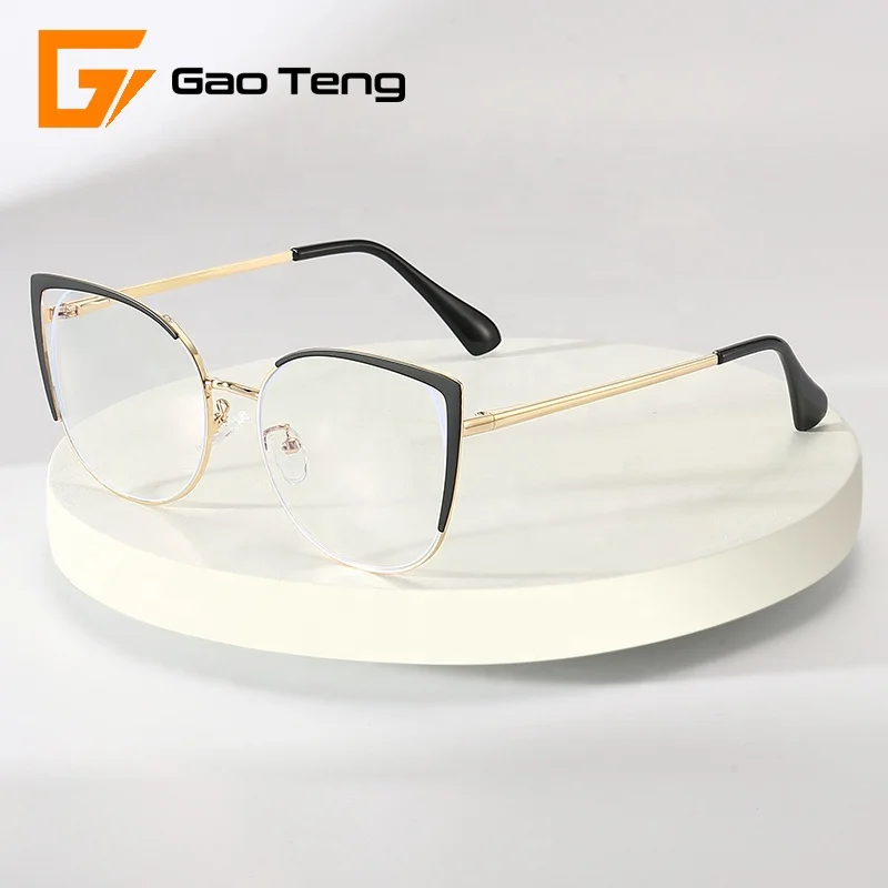 2022 New Stocks Cat Eye Women Wholesale Anti Blue Light Blocking Optical Frame Glasses Spectacle Eyeglasses Eyewear Frames 9709