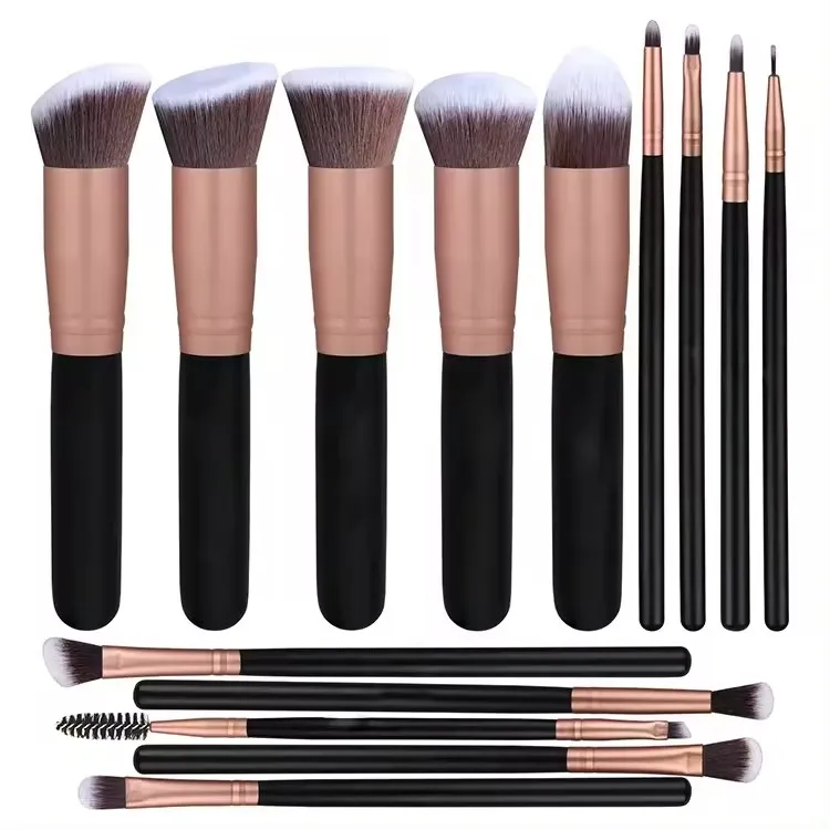 Best Seller Luxury 14pcs No Logo Beauty Tools Professional Flat Kabuki Foundation Makeup Brushes Sets