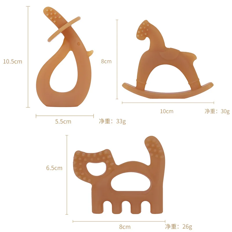 Custom Soft Animal Chewable BPA Free Food Grade Silicone Baby Teether for Kids