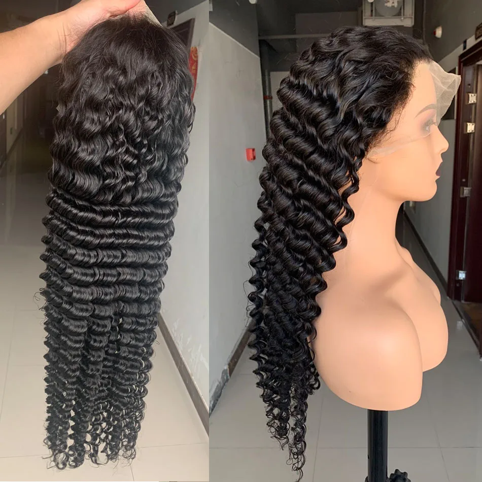 Raw Indian Hair 13X4 Transparent Lace Front Human Hair Wigs Cuticle Aligned Deep Wave Full HD Lace Frontal Wigs For Black Women