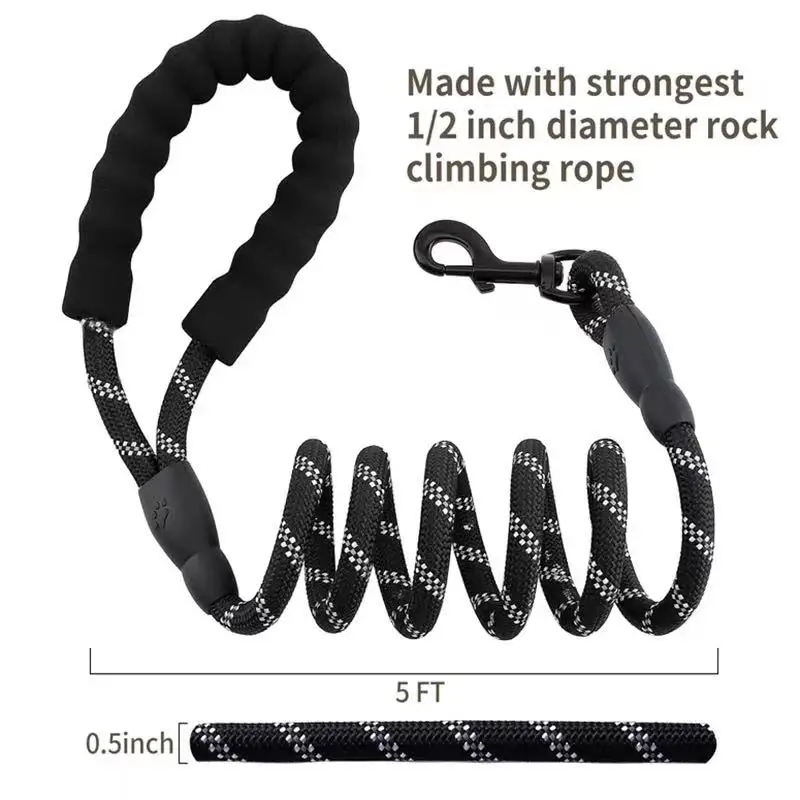 Strong Reflective Nylon Braided Climbing Rope for medium and large Dog heavy duty nylon rope dog Leash