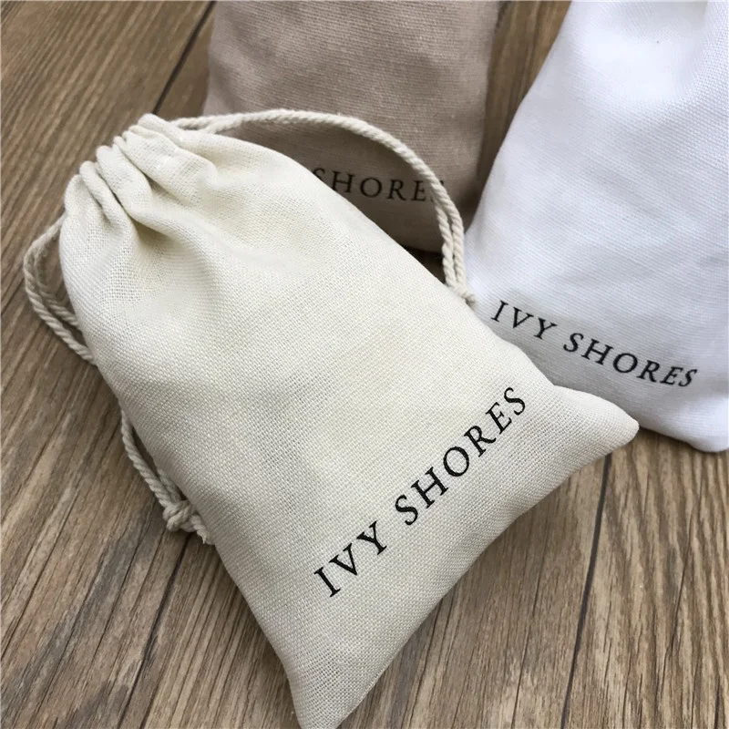 Хлопковый мешок на шнурке мягкая льняная подарочная упаковочная