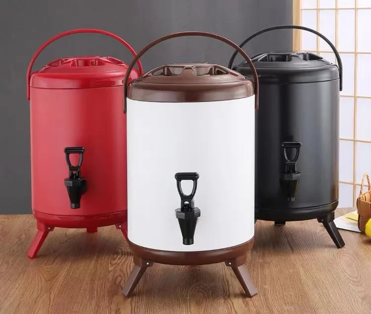 Factory direct sales stainless steel commercial hot coffee milk tea bucket heat preservation distributor juice drink bucket