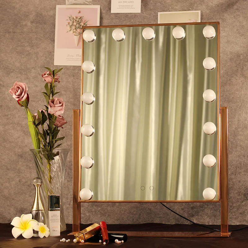 Factory Hot Sale Bohemian Light Round Hollywood Makeup Mirror With Led lights