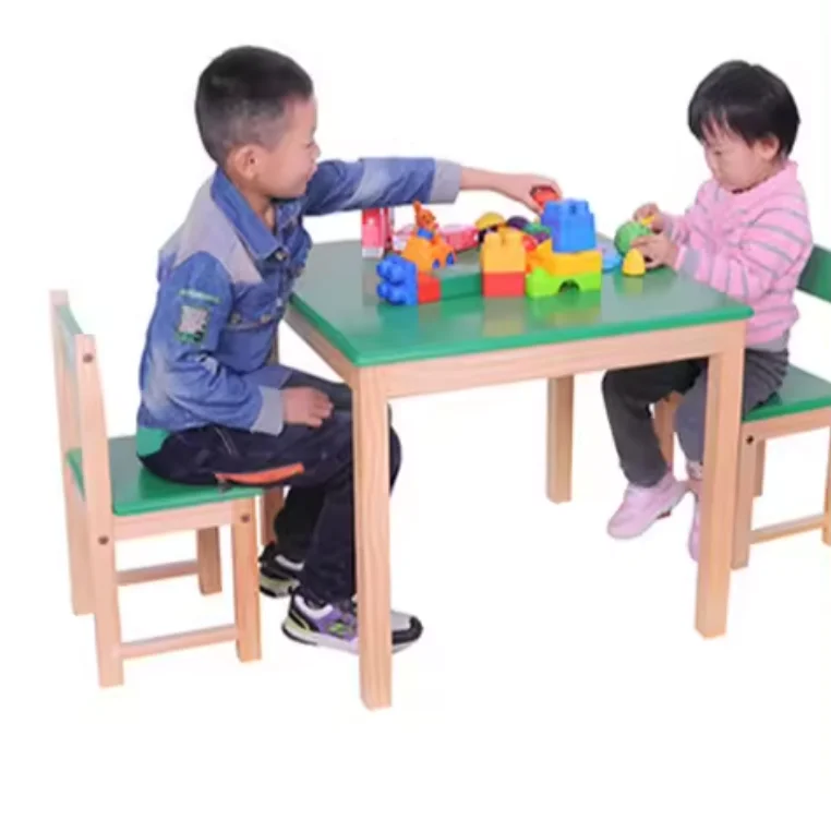 Kindergarten Furniture Kids Wooden Study Table Chair Set Montessori Classroom Furniture Daycare Table And Chairs