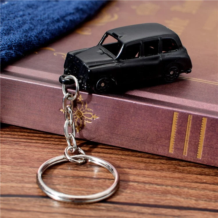 New Arrival Promotional Zinc Alloy Metal Keychain, Elastic Taxi Shape Keychain Black Taxi Keyring