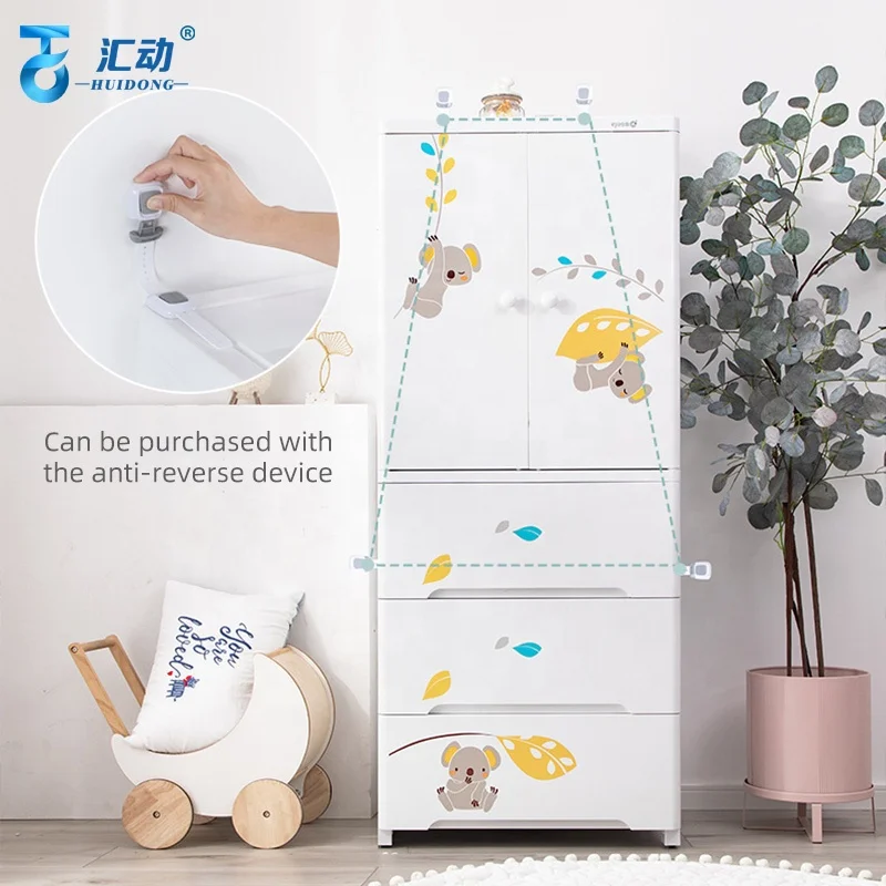 Children cartoon plastic Hanging Wardrobe bedroom kids clothes foldable multilayer Large Capacity baby Storage Cabinet