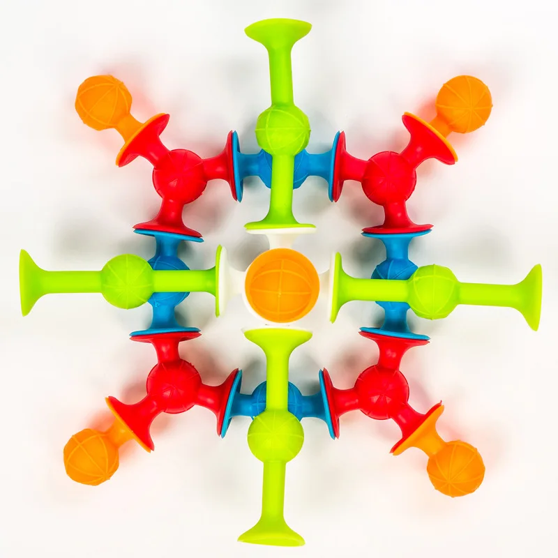 Zhiqu Toys Silicone Soft Building Blocks Sticky Play Children Educational Toy DIY Big Particle Building Blocks Sucker Toy