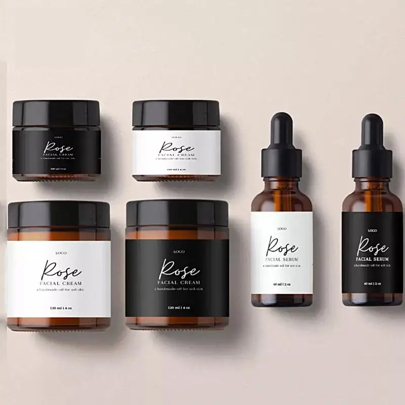 Custom Printed Cosmetic Bottle Makeup Product Packaging Adhesive Paper Logo Label Sticker