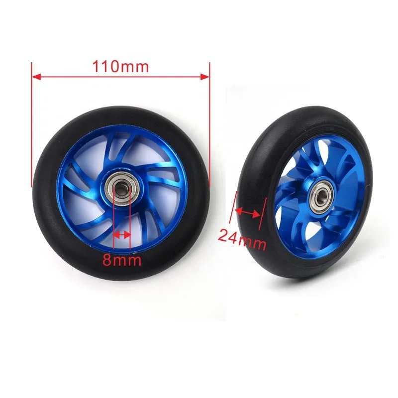 Pu skate park  scooter wheel aluminum kick  11cm wheel 4 inch pro stunt  110mm scooter wheels