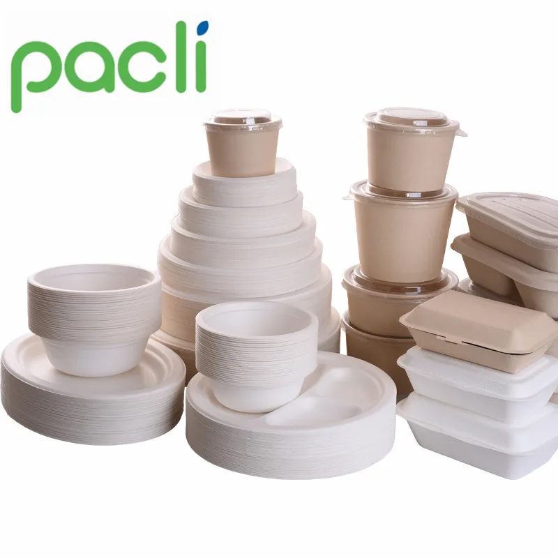 Biodegradable Bagasse pulp Food Container sugarcane Pulp Plates