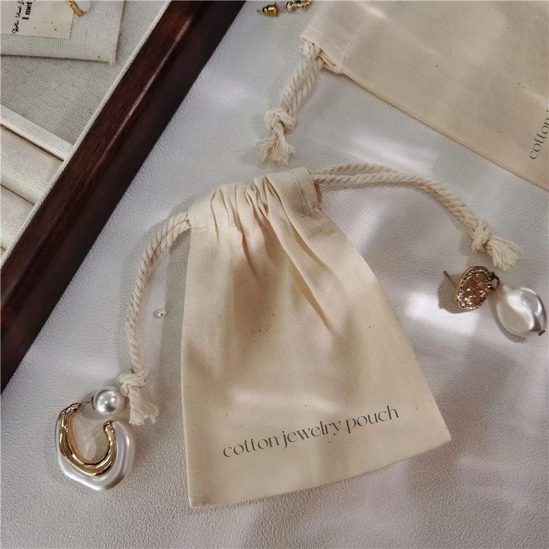 Customized Jewelry bags Eco Linen Jewelry Bag or Pouch Jewelry Packing Bag With Custom Logo Custom Earring Pouch With Logo