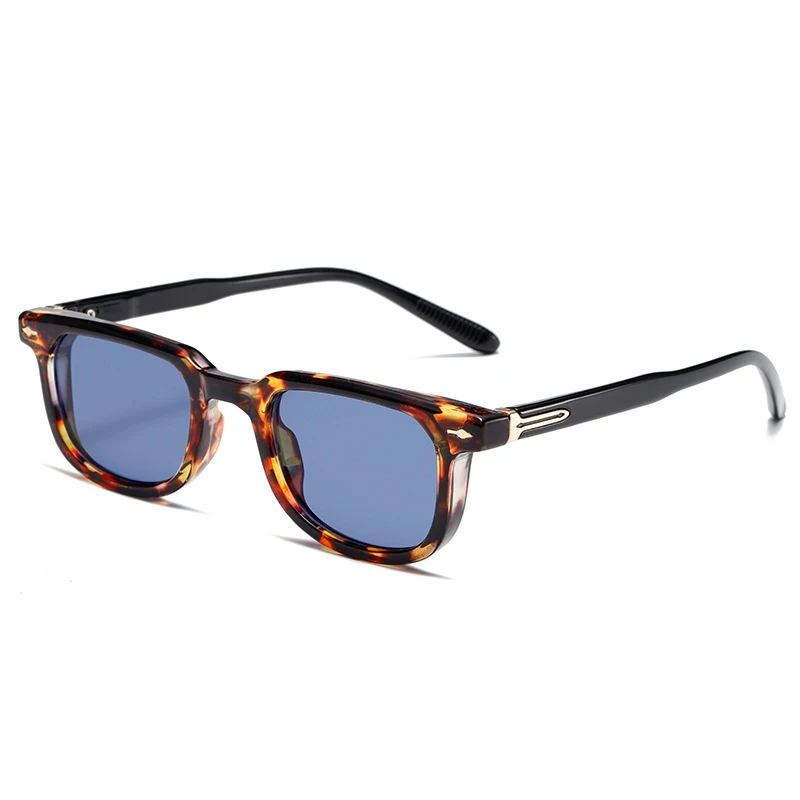 Sunglasses 2023 New Women Fashion Vintage Men Leopard Custom Logo Shades Sun Glasses Rivets Square Sunglasses Z3702