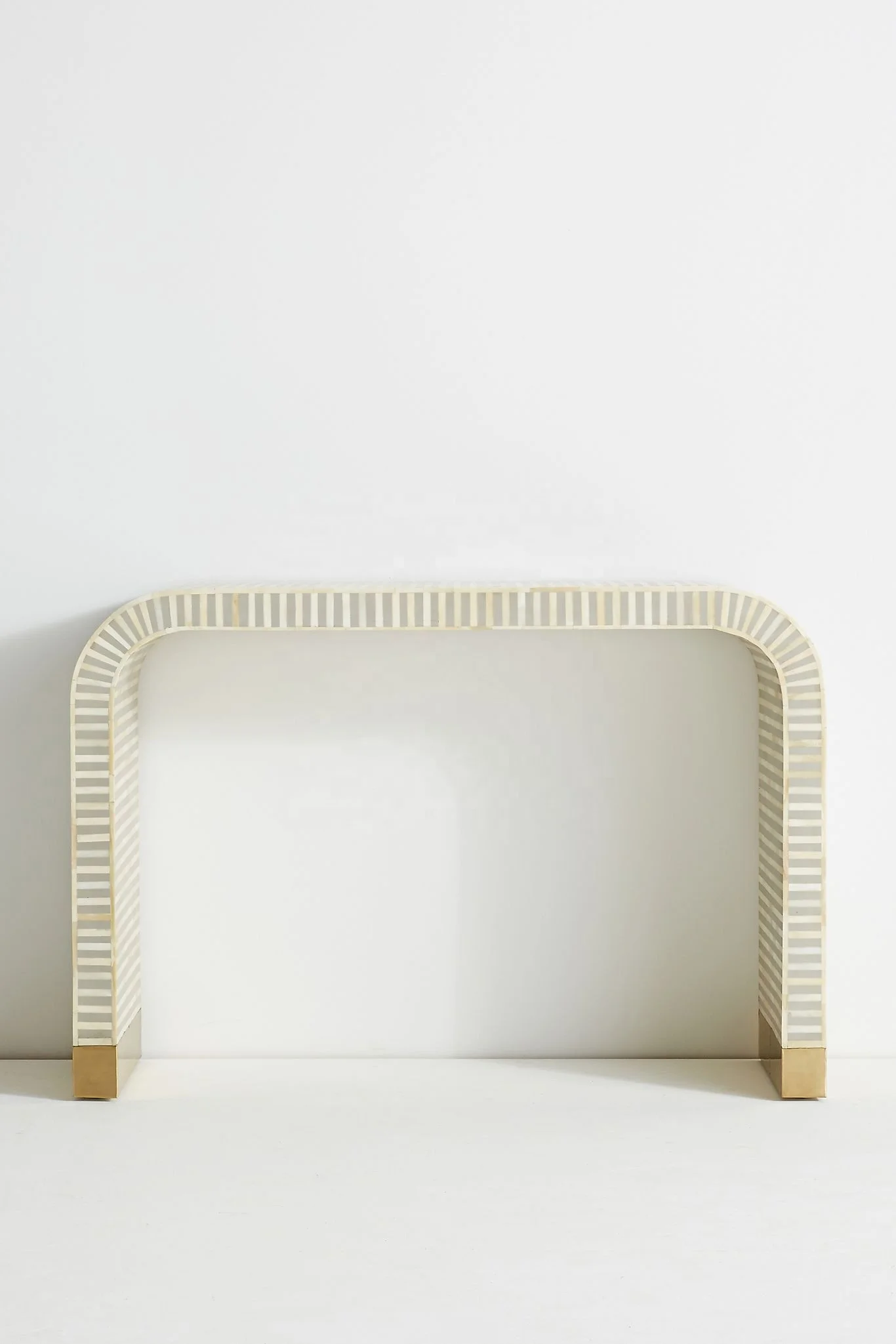 Handmade Bone Inlay Console Table with Brass Indian Living Room Furniture Modern MDF. Bone and Brass. Extendable