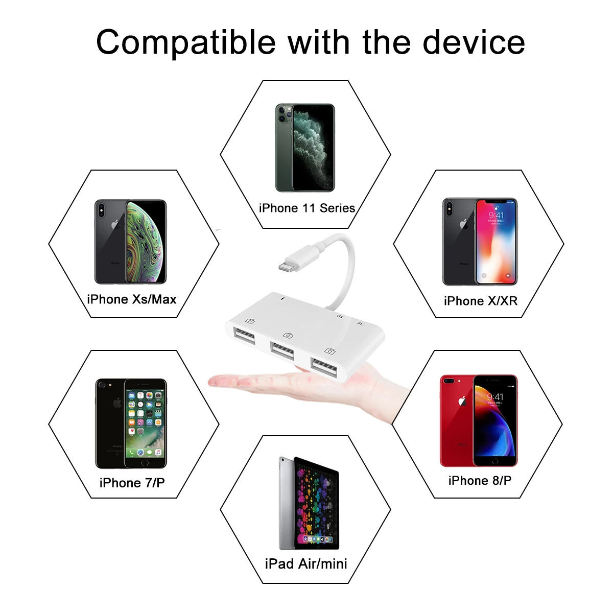 Адаптер зарядного устройства Lightning/USB 3 для камеры OTG TF SD iphone 7 8 X