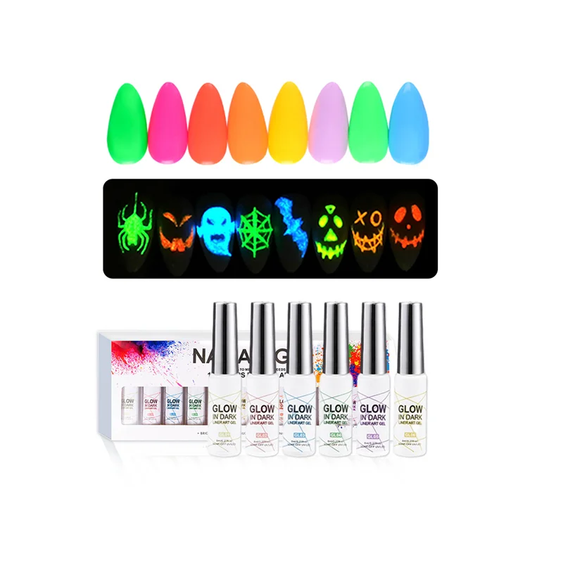УФ-гель для рисования наборы дизайна ногтей оптовая продажа люминесцентный Средний паук Хэллоуин искусственный дизайн логотип на заказ