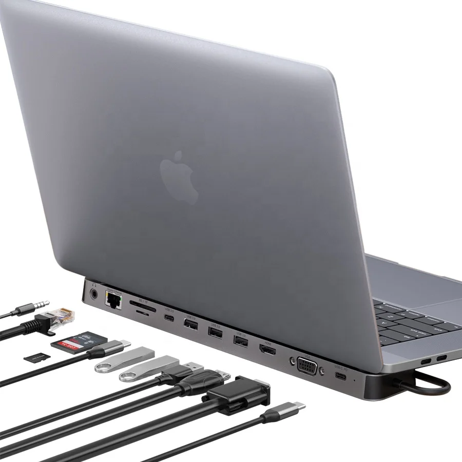 Xfanic 11 в 1 3xUSB3.0 HDMI VGA USB-C SD/TF кардридер Aux3 RJ45 PD док-станция для ноутбука
