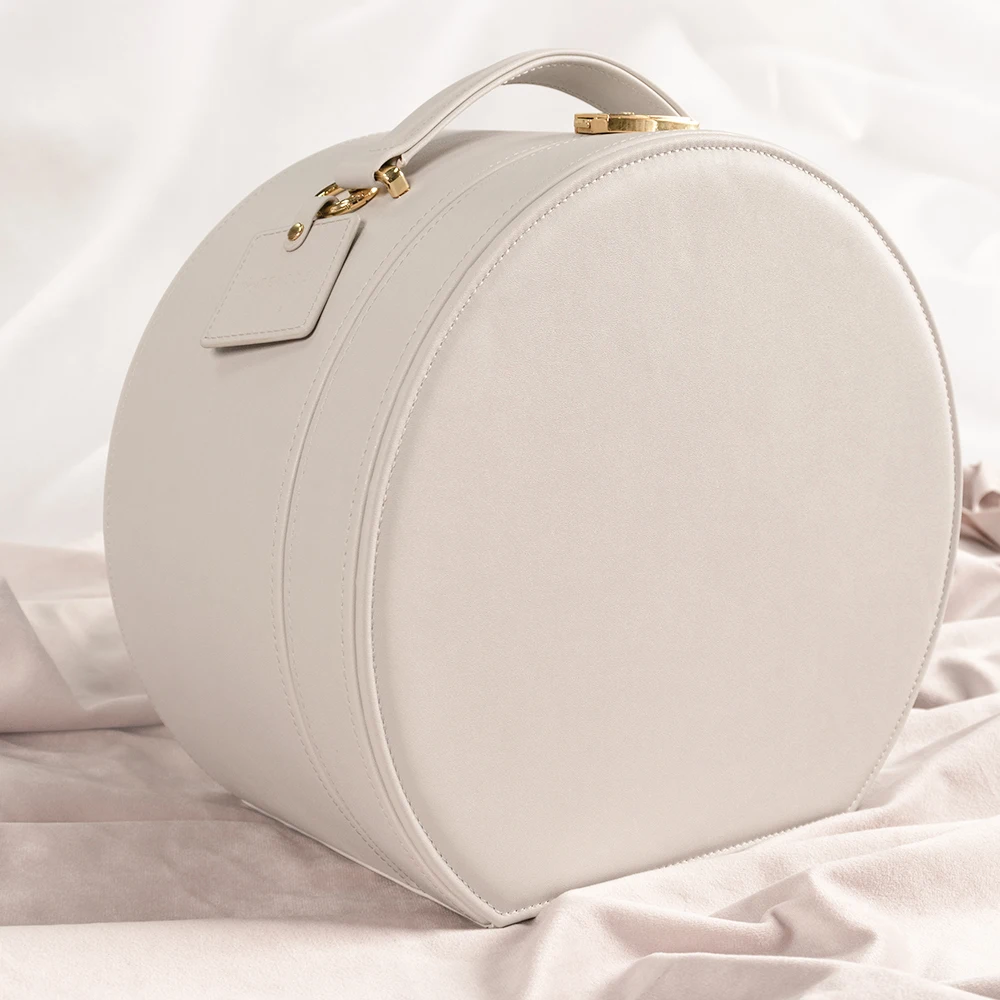 Large Capacity Round PU Leather Children Hair Accessories Toys Storage Organizer Desktop Nail Polish Cosmetic Storage Box