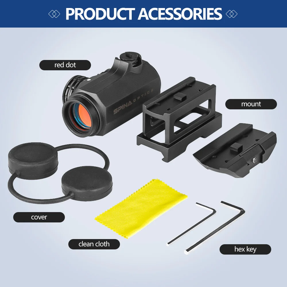 SPINA OPTICS  1x22 Red Dot Scope Optic Sight hd-41 tactical gear  Hunting Waterproof QD Sight Rubber