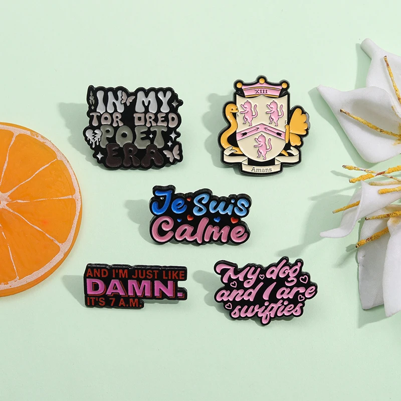 Pop Music Singer Creative Enamel Pins Lyrical Lyrics In My Tortured Poet Brooch Collar Lapel Badge Accessory Gift for Fan Friend