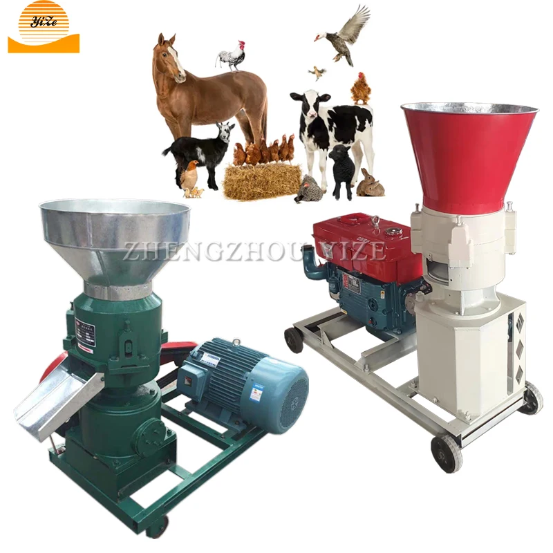 Electric flat-die feed processing machines extruder pelletizer machine for animal cow rabbit cheep cattle pellet making machine