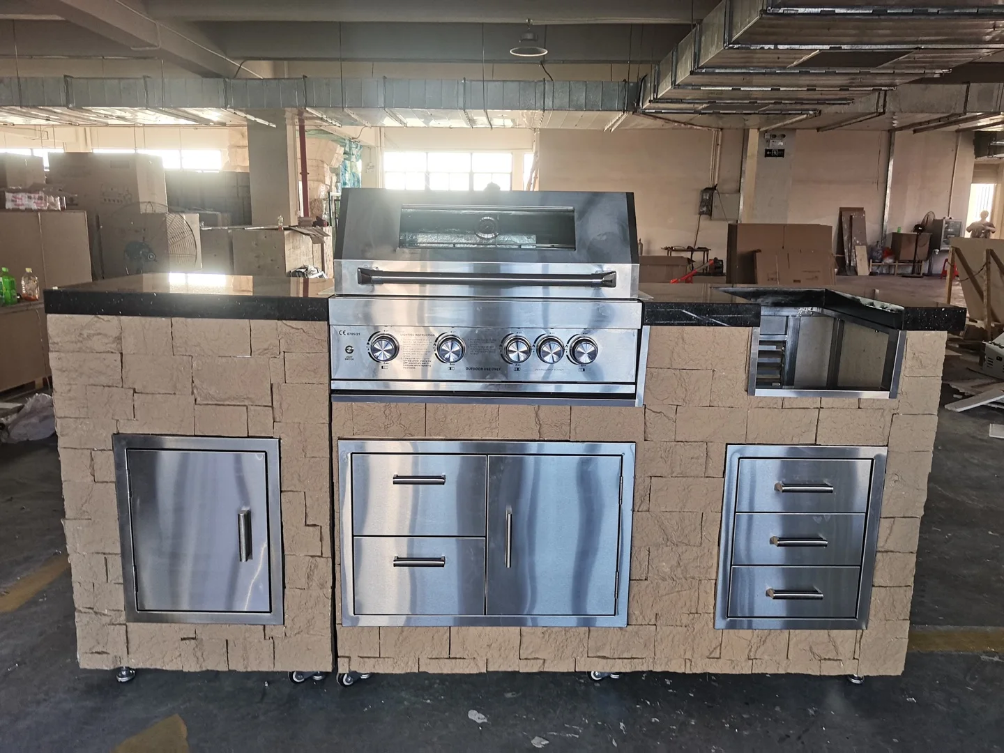 Пользовательский открытый кухонный набор 304 наружная нержавеющая сталь с грилем для