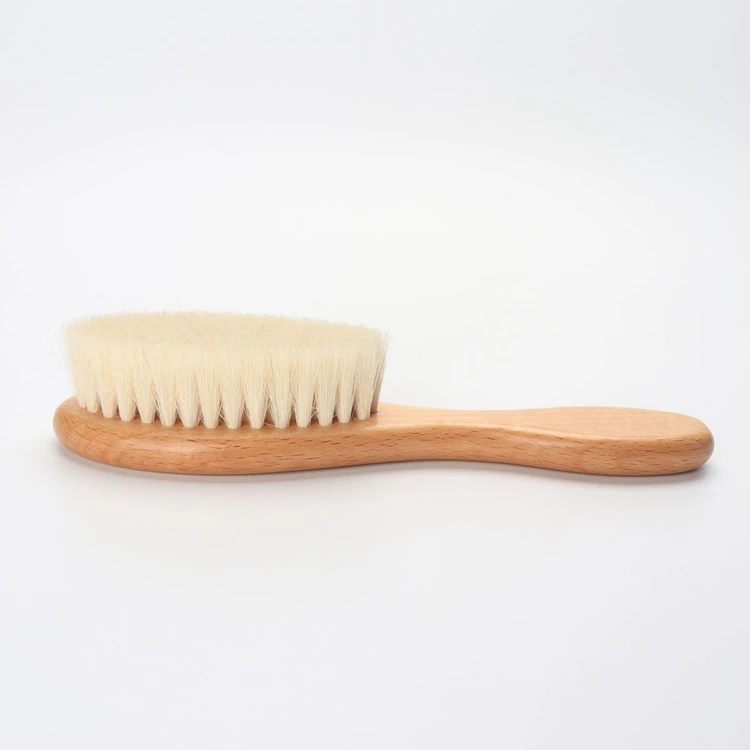 New Arrival Nature Wooden Baby Brush Set Hair Bristle Baby hair Brush wooden baby comb and Natural soft Goat brush set
