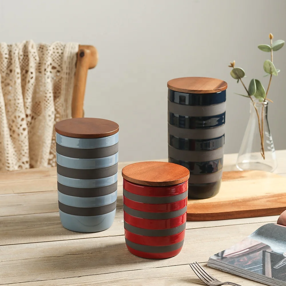 Home kitchen storage canisters vintage style ceramic kitchen sugar coffee candy snack storage jar custom airtight food container