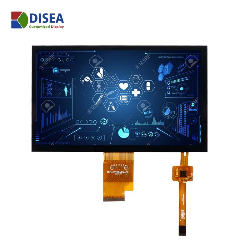 
DISEA customized 1024x600 LVDS 7.0 inch TFT lcd display module with IPS wide viewing and capacitive touch 