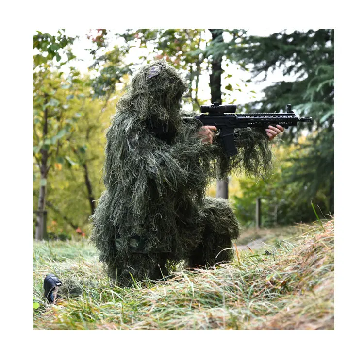 Military waterproof Camouflage Clothing Military Hunting Blind sniper Ghillie Suit Leaf Camouflage Dress With Hooded