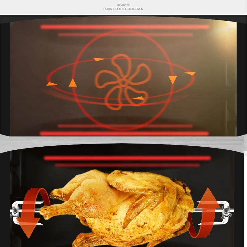 32L Capacity  Toaster Oven, Baking and Steaming Electric Oven