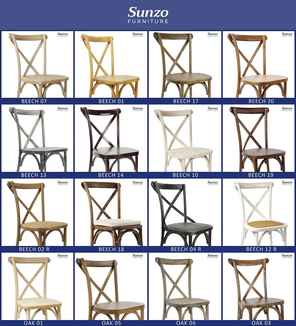Outdoor Beech Wood Rustic Cross Back Chair Wedding Dining X Chairs