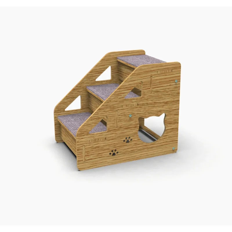 Foldable wood durable cat Dog Pet Stairs for bed sofa With anti slip pad