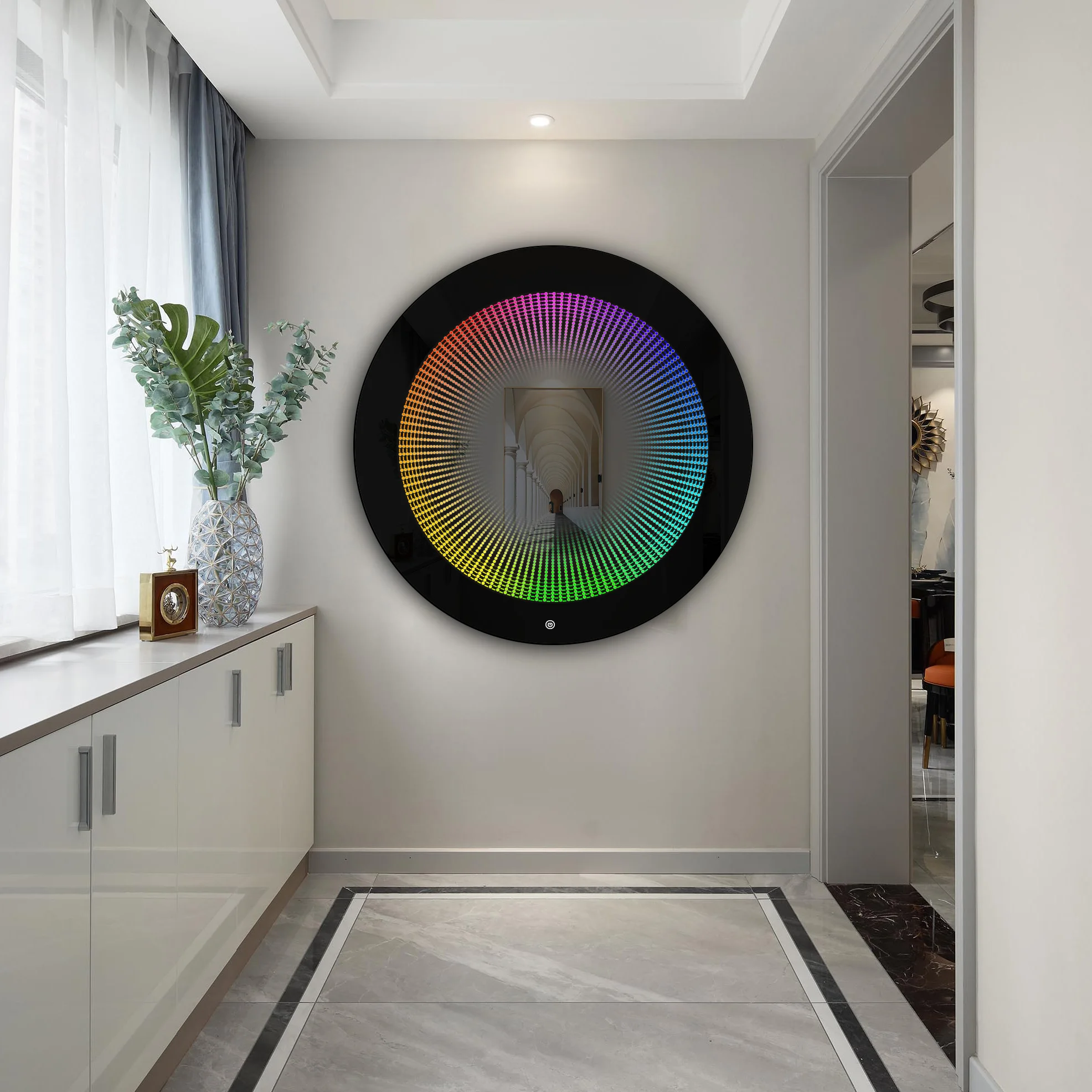 3D Decorative Mirror  Wall hanging smart led mirror decoration mirror with different color