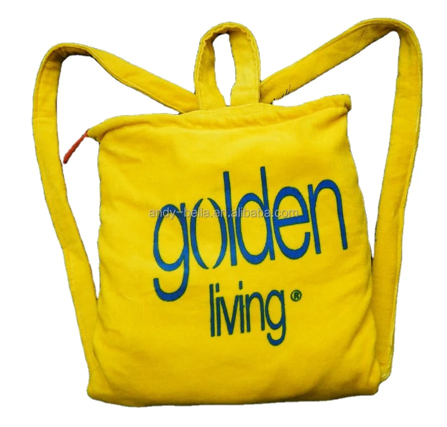 2 in 1 cotton velour beach towel bag custom printed large backpack towels