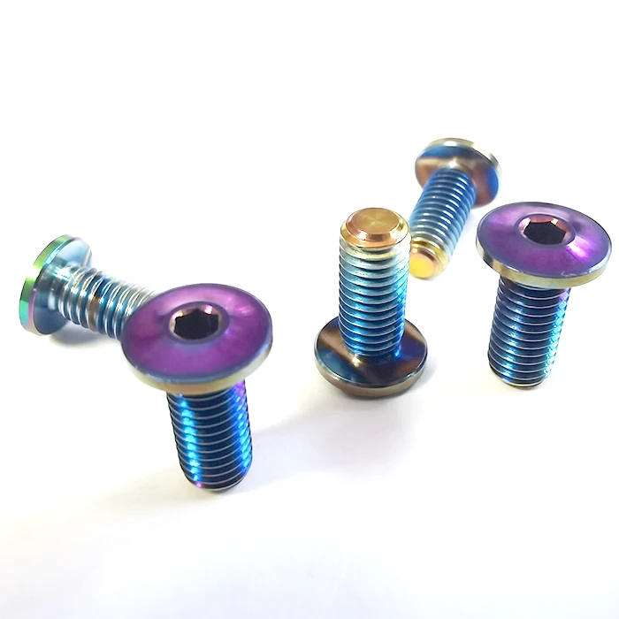 Rainbow M4 M5 M6 Grade5 titanium screw bicycle produced by Chinese Baoji suppliers