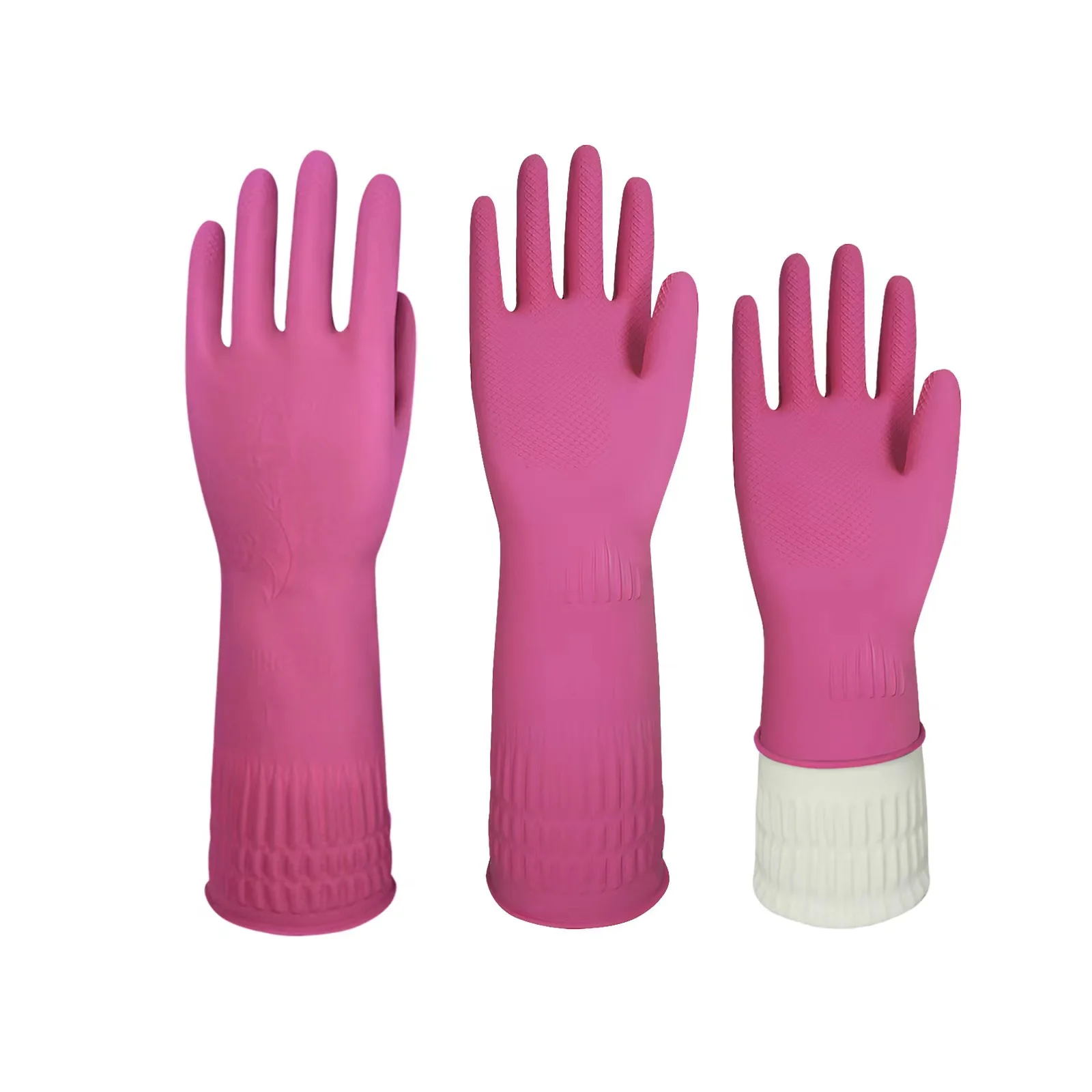 High Quality Custom Winter Long 38Cm Lengthened Waterproof Durable Kitchen Dishes And Laundry Rubber Clean Latex Gloves