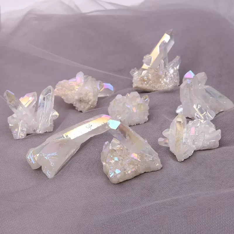 Wholesale healing stones titanium angel aura quartz cluster for sale