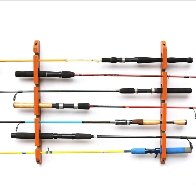Простая установка 7 Удочка дисплей Удочка деревянная подставка держатель