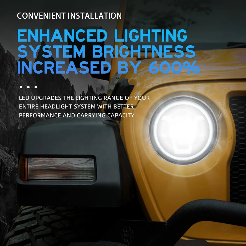 RUTENSE Super Bright High Low Beam 7inch Led Headlight DRL Fog Light Motorcycle Car H4 Led Headlight