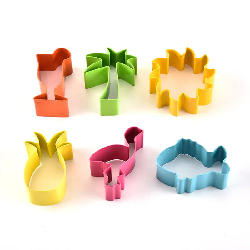 Hot Summer Cute Colorful Coconut Tree Cookie Cutters Stainless Steel Pineapple Baking Biscuit Mold Cutters For Kitchen Baking