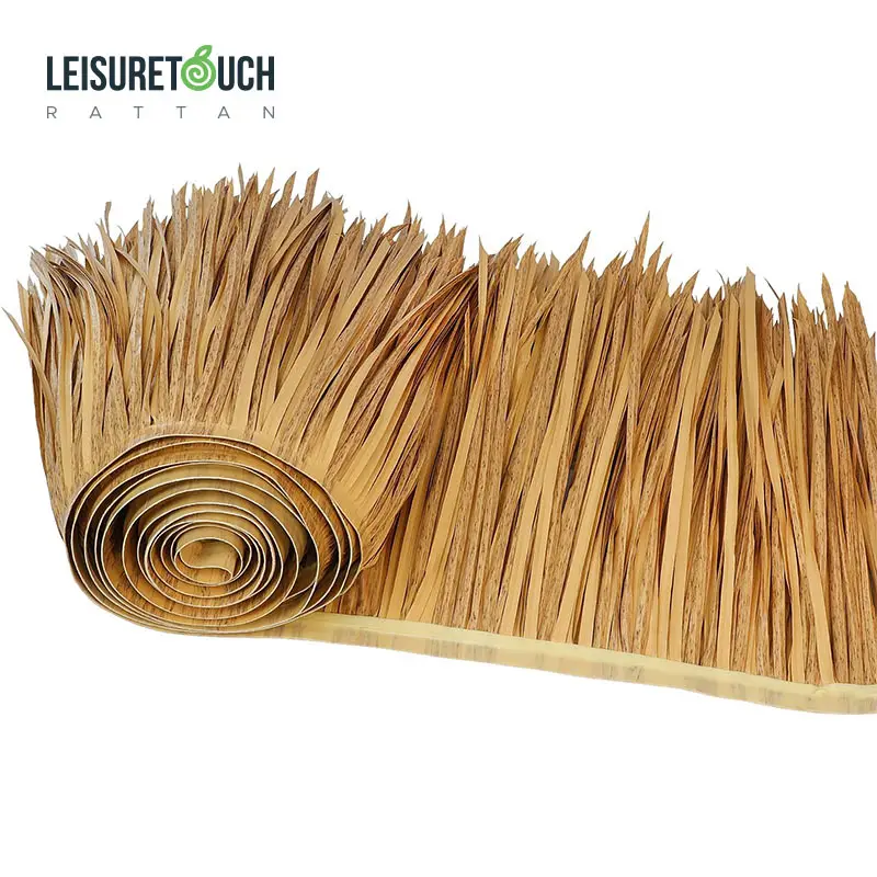 Waterproof plastic palm leaf grass green thatched roof synthetic thatch for thatch umbrella cover