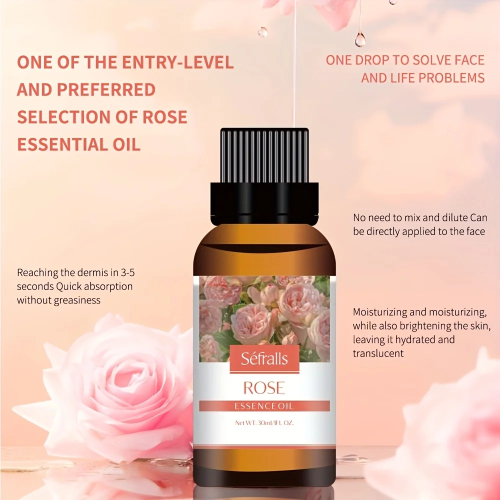 Rose Essential Oil Skin Rejuvenation Smoothing Massage Head Face and Body Scraping Oil  30ml/1fl.oz
