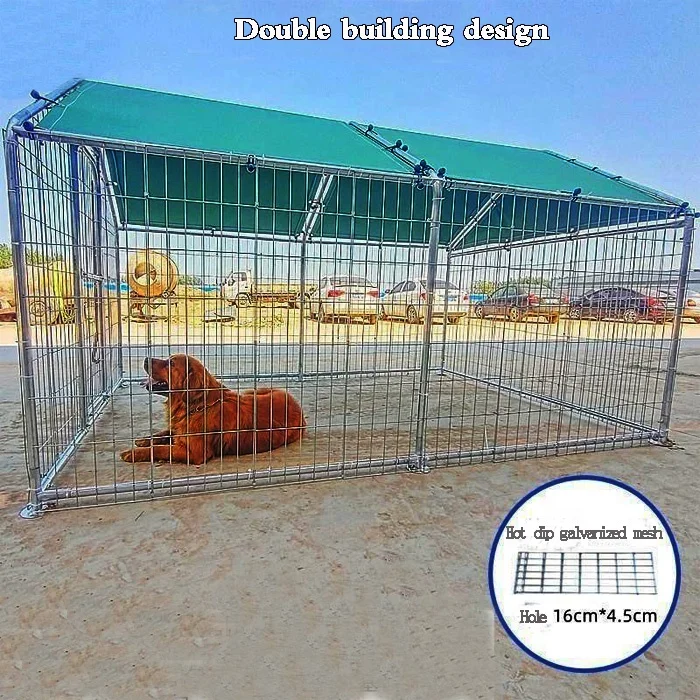 3.8mm wire mesh Large outdoor  dog cages /Dog Pen Playpen Dog Kennel house/ steel dog fence with roof& Secure Lock