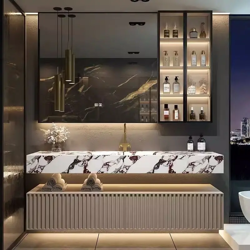 hotel hung vanity modern plywood bathroom vanities cabinet set