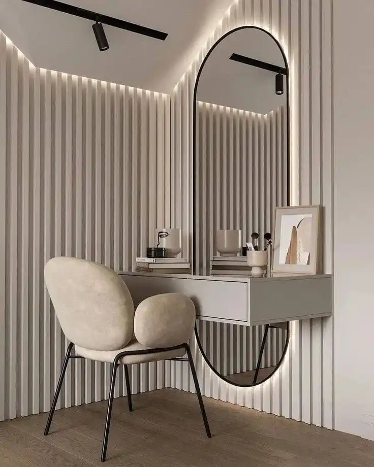 Full Length Mirror Bedroom with 3 colours LED light Hanging Mounted Safe to Use, Square White