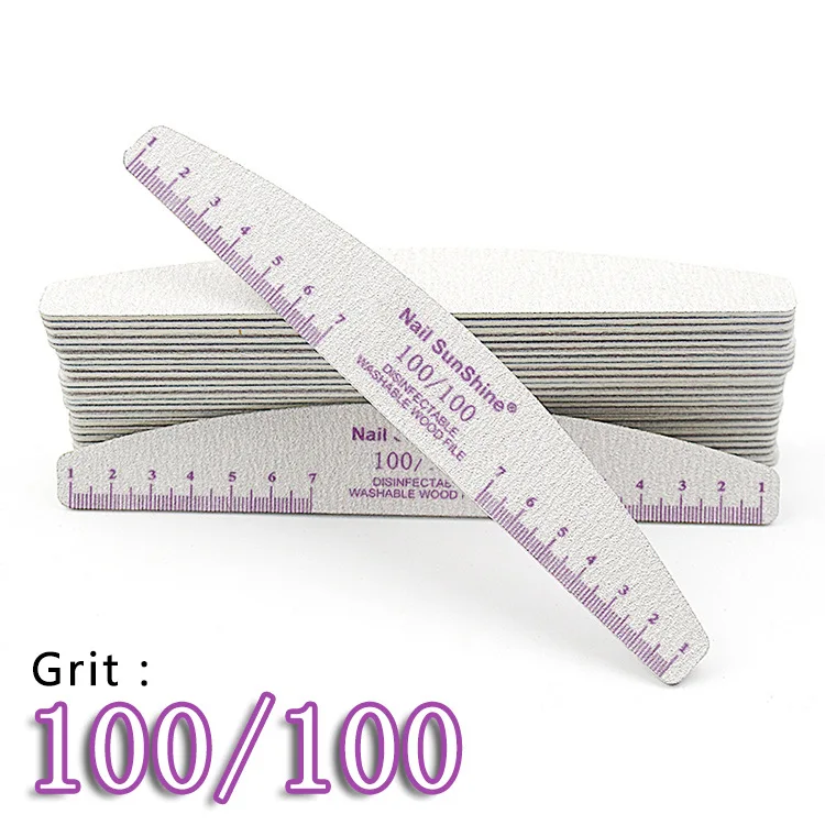 Nailsunshine Cross-Border Half-Moon Nail File Dual Side Gray and White Emery Sandpaper for Manicure and Nail Surface Polishing