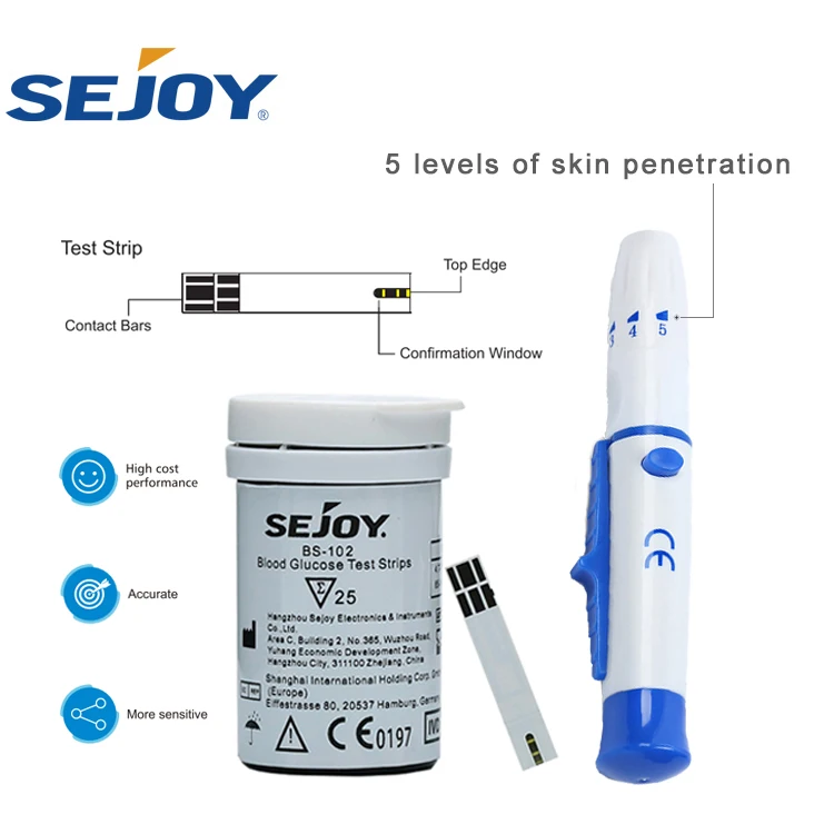 Sejoy Monitoring Glucose Meter Diabetes Glucometre Medical Blood Sugar Test Kit