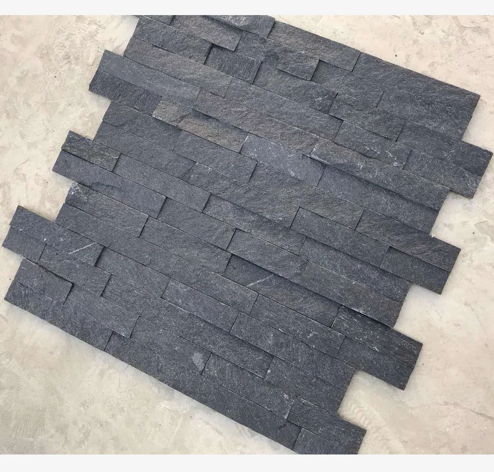 Черный кварцит старинная стена из 60x15x1-2 см